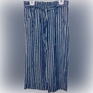 KNOX ROSE Womens Size Large Linen Striped Pants with Wide leg